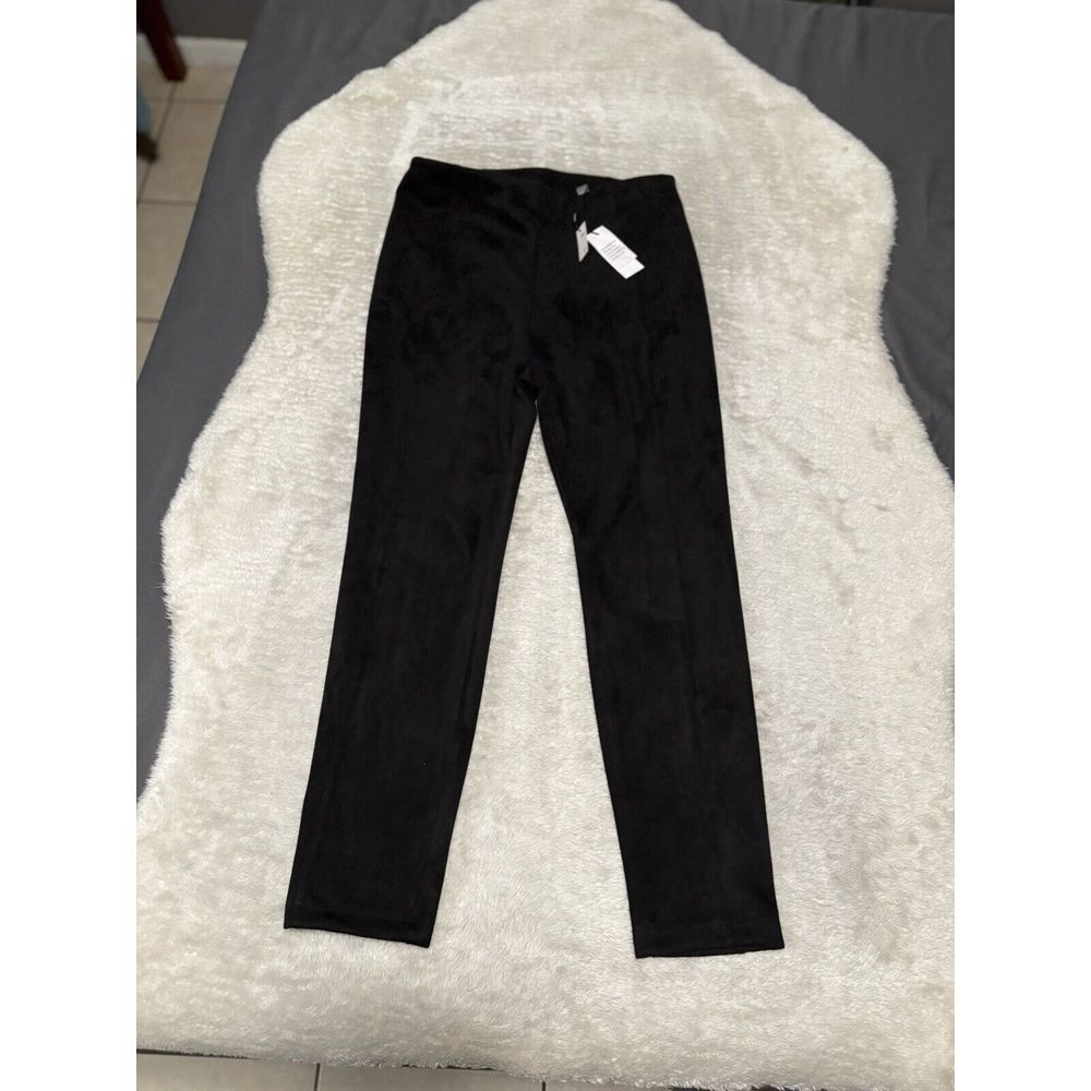 NWT Tahari Faux Leather Black Pull On Skinny Pants‎ Women's Size Medium